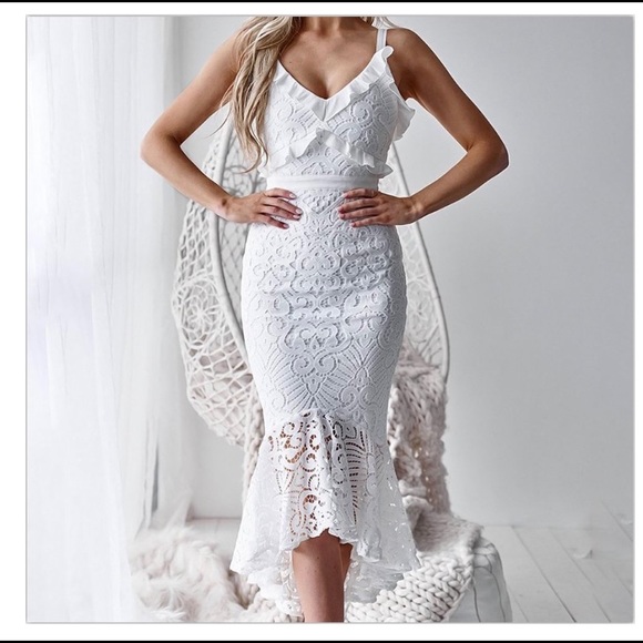 Dresses & Skirts - White lace dress (great for bachelorette)